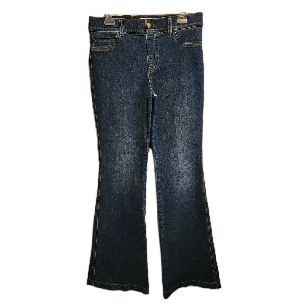 Spanx Womens Stretch Denim Flare Jeans Authentic Blue Size Petite Large NWT
